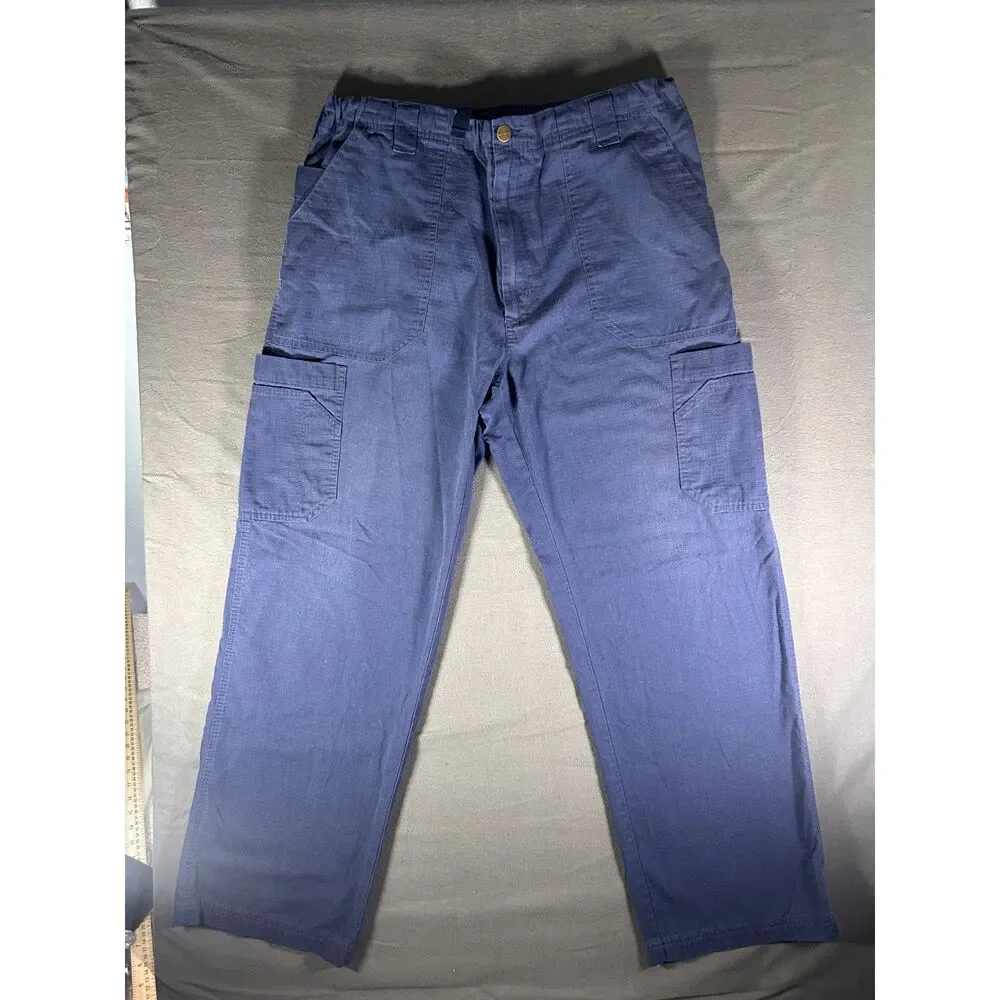 Vintage Carhartt Ripstop Cargo Pants Blue Workwear Scrub Utility Straight Leg